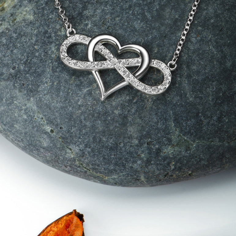 Infinity Heart Necklace Sterling Silver Pendant Necklace