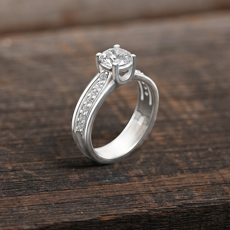 Minimalist Engagement Ring Silver Wedding Band Promise Ring