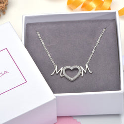 Mother Heart Necklace Sterling Silver Pendant Necklace