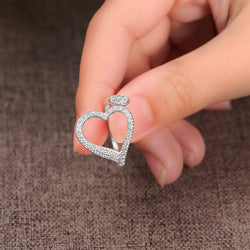 Sparkling CZ Open Heart Ring Adjustable Silver Ring Adjustable Ring