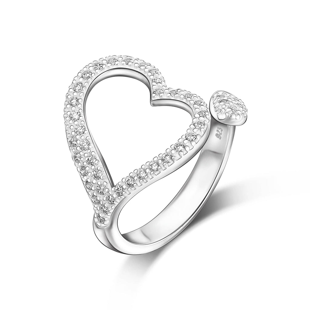 Minimalist Cute Heart Ring Sterling Silver US7 / Rhodium Plated