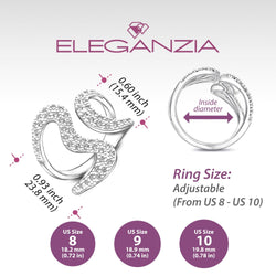 Open Heart Ring Silver CZ Adjustable Wrap Ring Adjustable Ring