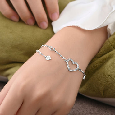 CZ Open Heart Bracelet Sterling Silver Bracelet