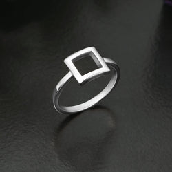 Open Square Sterling Silver Rings Jewelry Ring