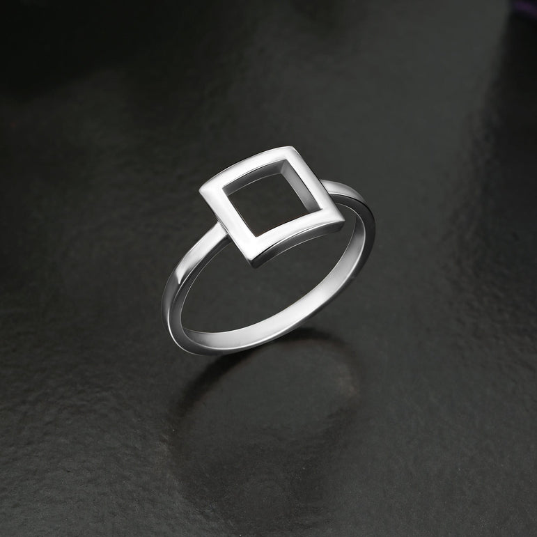 Open Square Sterling Silver Rings Jewelry Ring