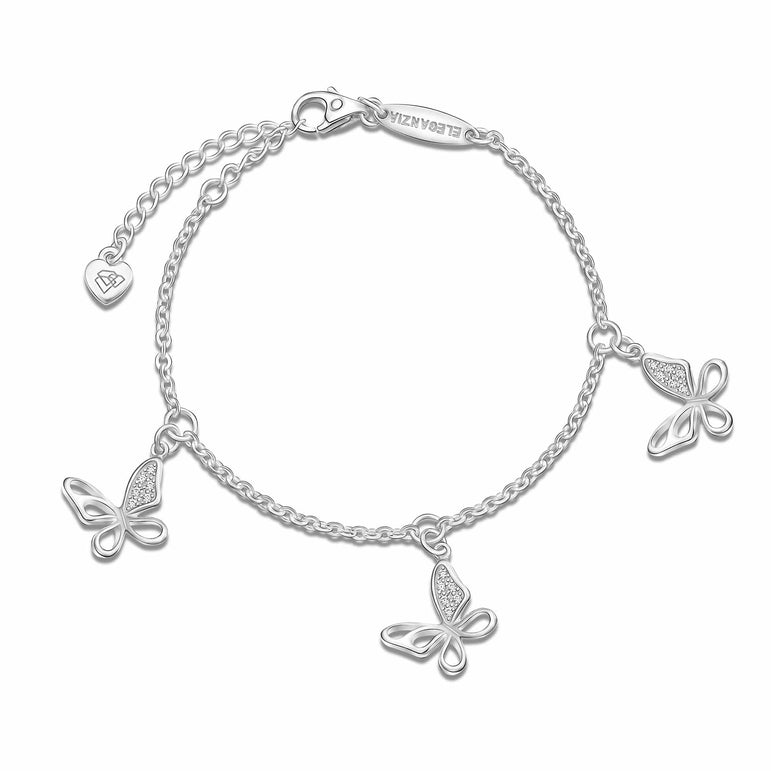 CZ Open Wings Butterfly Bracelet Sterling Silver Bracelet