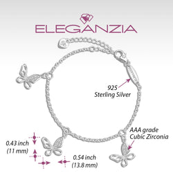 CZ Open Wings Butterfly Bracelet Sterling Silver Bracelet