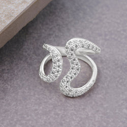 Open Heart Ring Silver CZ Adjustable Wrap Ring Adjustable Ring