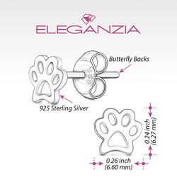 Petite Pet Paw Print Earrings Stud Sterling Silver Stud Earrings