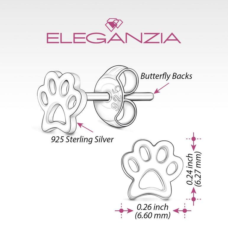 Petite Pet Paw Print Earrings Stud Sterling Silver Stud Earrings