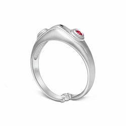 Ruby CZ Adjustable Frog Ring Sterling Silver Ring