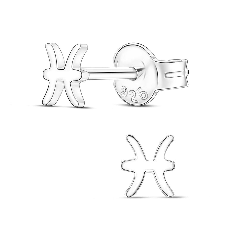 Pisces Stud Earrings Sterling Silver - Zodiac Constellation Earrings Stud Earrings