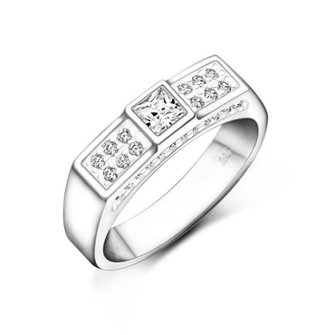 Sterling Silver Princess Cut Engagement Rings for Men Promise Ring