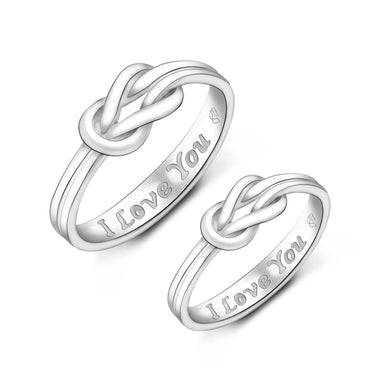 Braided Knot Silver Promise Rings for Couples Set Couple Ring