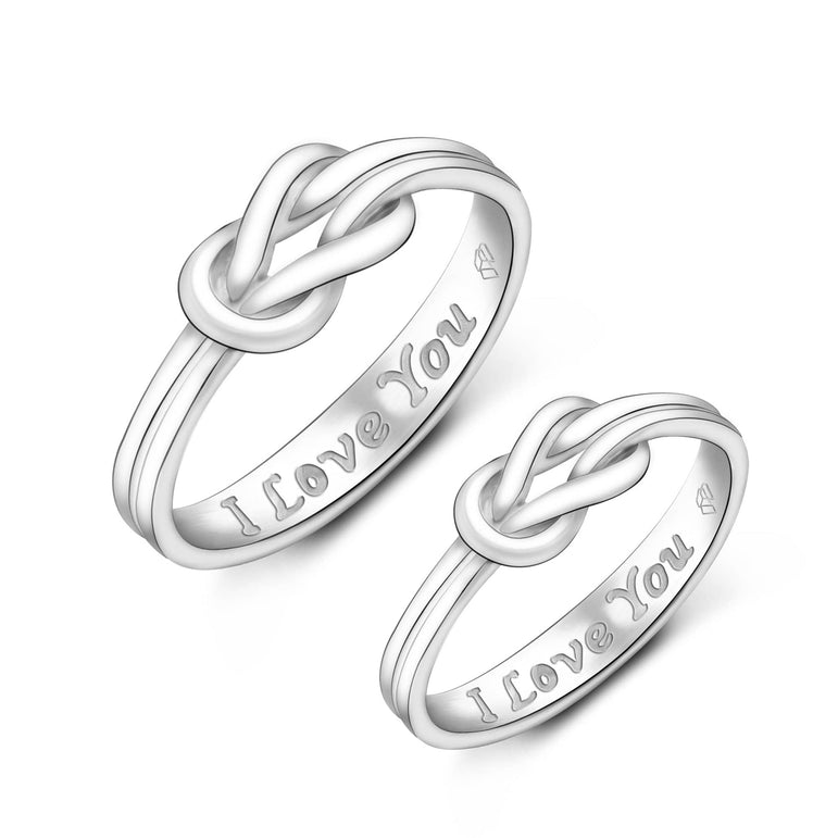 Braided Knot Silver Promise Rings for Couples Set Couple Ring