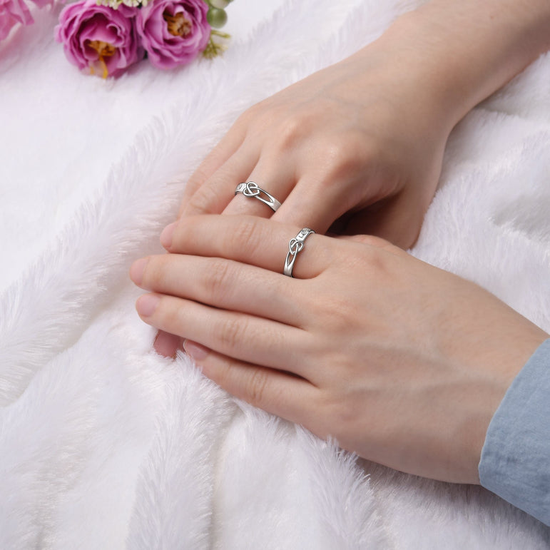 Infinity Love Knot Silver Promise Rings for Couples Set Couple Ring