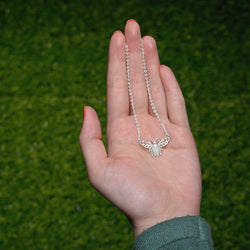 CZ Queen Honey Bee Necklace Sterling Silver Pendant Necklace