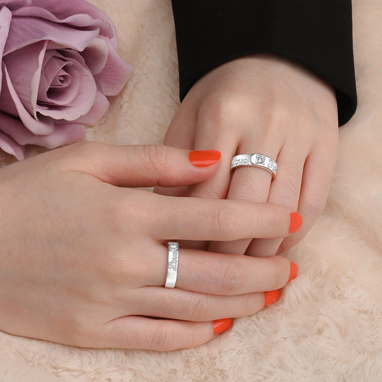 Together Forever Silver Matching Couple Rings Set Couple Ring