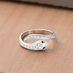 CZ Swirling Snake Ring Sterling Silver Adjustable Ring
