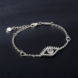CZ Regal Evil Eye Bracelet with Lashes Sterling Silver Bracelet