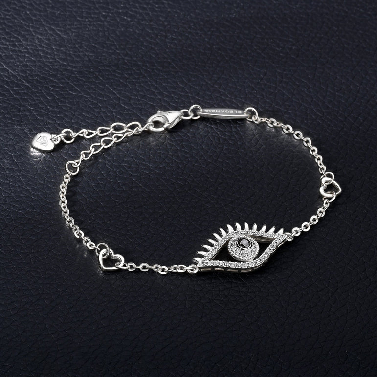 CZ Regal Evil Eye Bracelet with Lashes Sterling Silver Bracelet