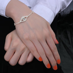 CZ Regal Evil Eye Bracelet with Lashes Sterling Silver Bracelet