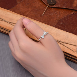 CZ Bowtie Ribbon Sterling Silver Stackable Rings Stacking Ring