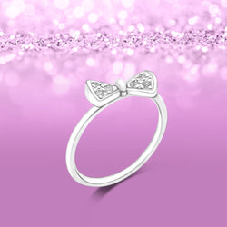 CZ Bowtie Ribbon Sterling Silver Stackable Rings Stacking Ring