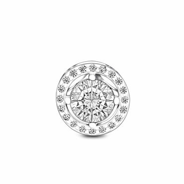 Round Sparkle Halo Pendant Sterling Silver Pendant