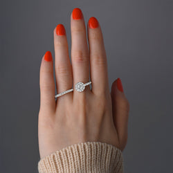 CZ Two Finger Ring Bezel Solitaire Ring Silver Adjustable Adjustable Ring