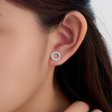 Circle Stud Earrings Silver CZ Round Earrings Studs Stud Earrings