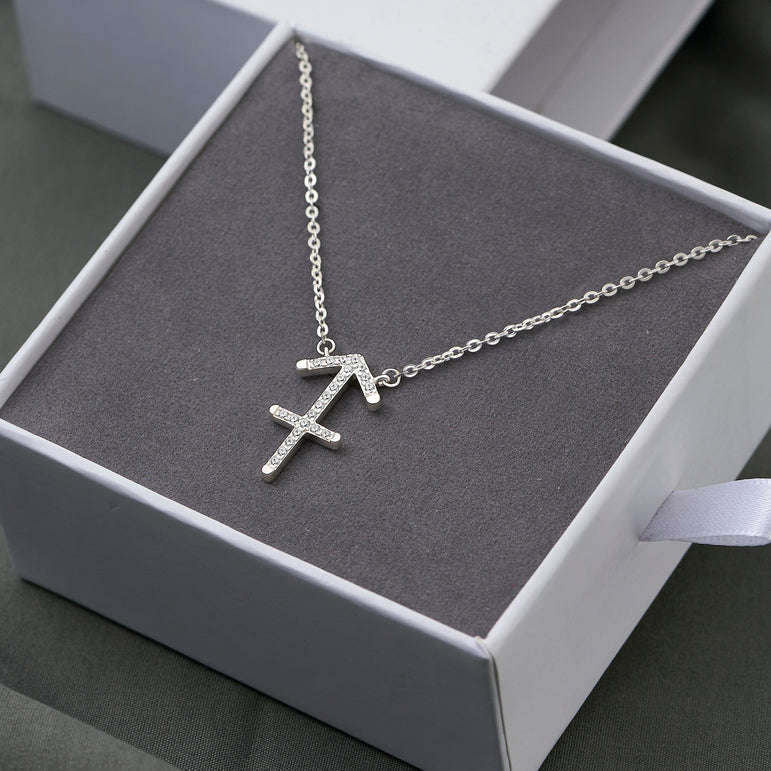 Sagittarius Zodiac Necklace Silver Constellation Horoscope Pendant Necklace