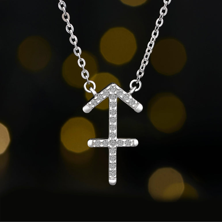 Sagittarius Zodiac Necklace Silver Constellation Horoscope Pendant Necklace