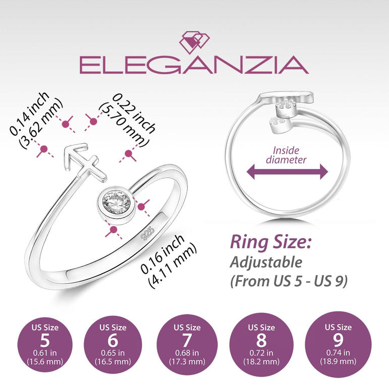 Sagittarius Ring Sterling Silver Adjustable Zodiac Sign Ring Ring