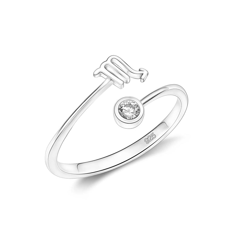 Scorpio Ring Sterling Silver Adjustable Zodiac Sign Ring Ring
