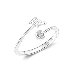 CZ Zodiac Ring Sterling Silver Adjustable 12 Constellation Rings Ring Scorpio / High Polished