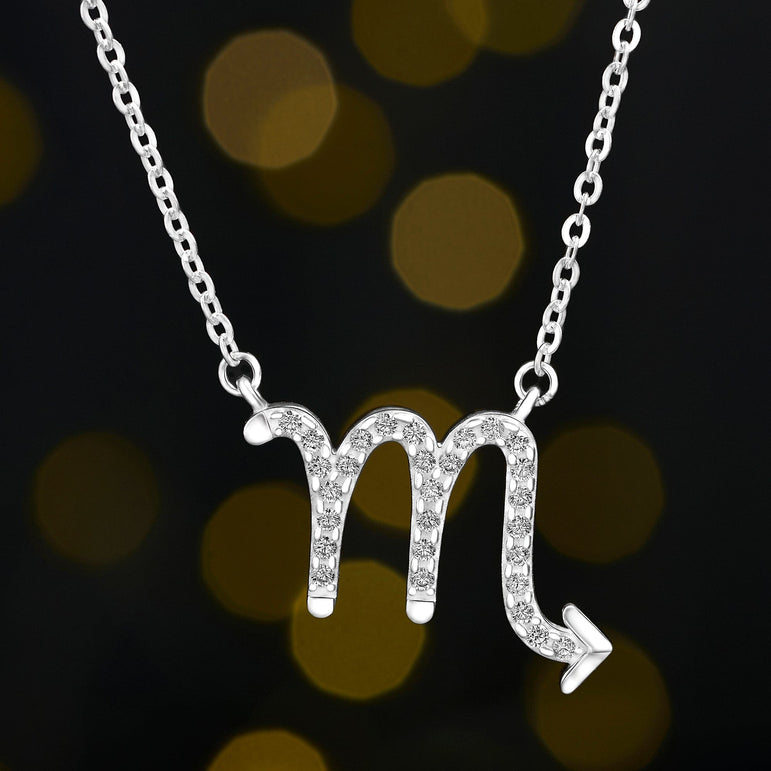 Scorpio Zodiac Necklace Silver Constellation Horoscope Pendant Necklace