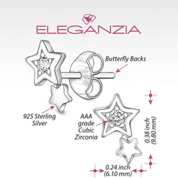 CZ Shooting Star Earrings Stud Sterling Silver Stud Earrings