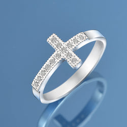 Classic Sideways Cross Rings Sterling Silver Ring