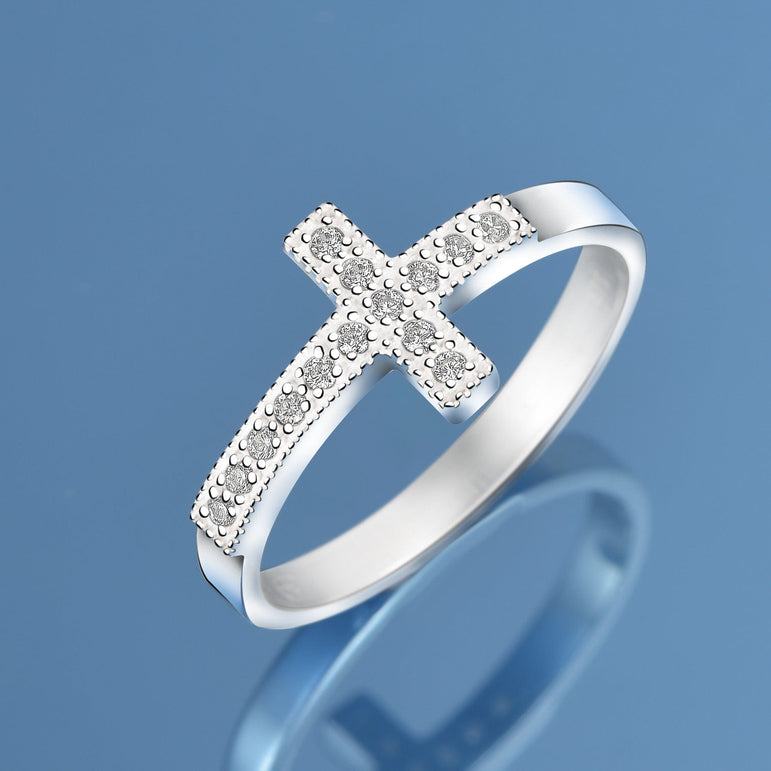 Classic Sideways Cross Rings Sterling Silver Ring