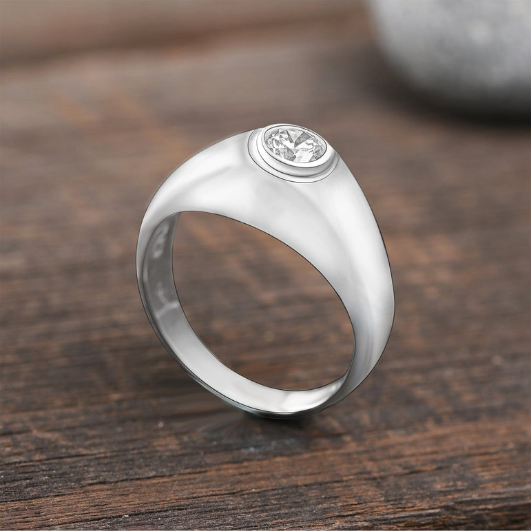 Simple Classic Engagement Rings Signet Ring Men Promise Ring