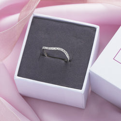 Sterling Silver Wave Rings, CZ Stackable Rings Stacking Ring