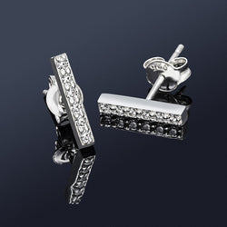 CZ Bar Earrings Silver Stud Earrings Stud Earrings
