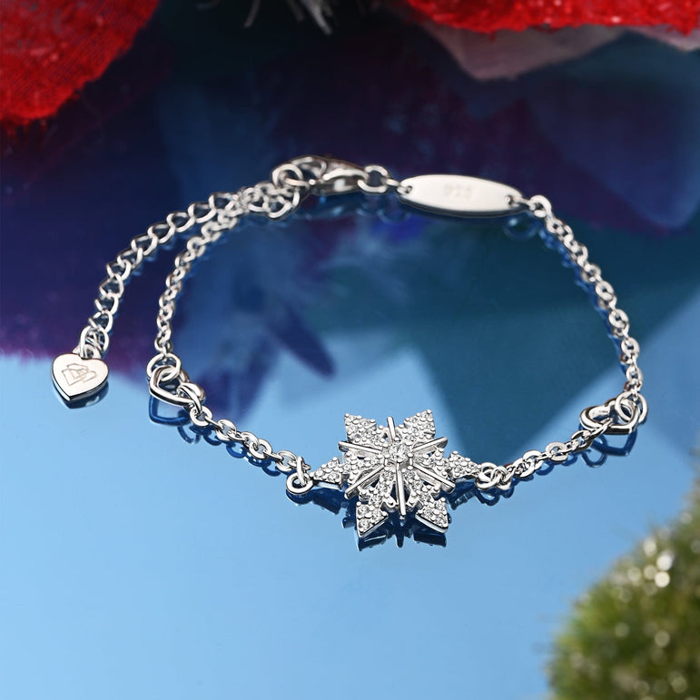 CZ Winter Star Snowflake Bracelet Silver Bracelet