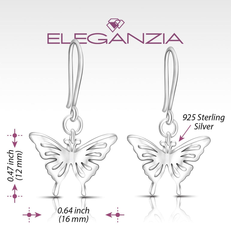Classic Silver Butterfly Dangling Earrings Drop Earrings