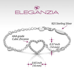 CZ Open Heart Bracelet Sterling Silver Bracelet