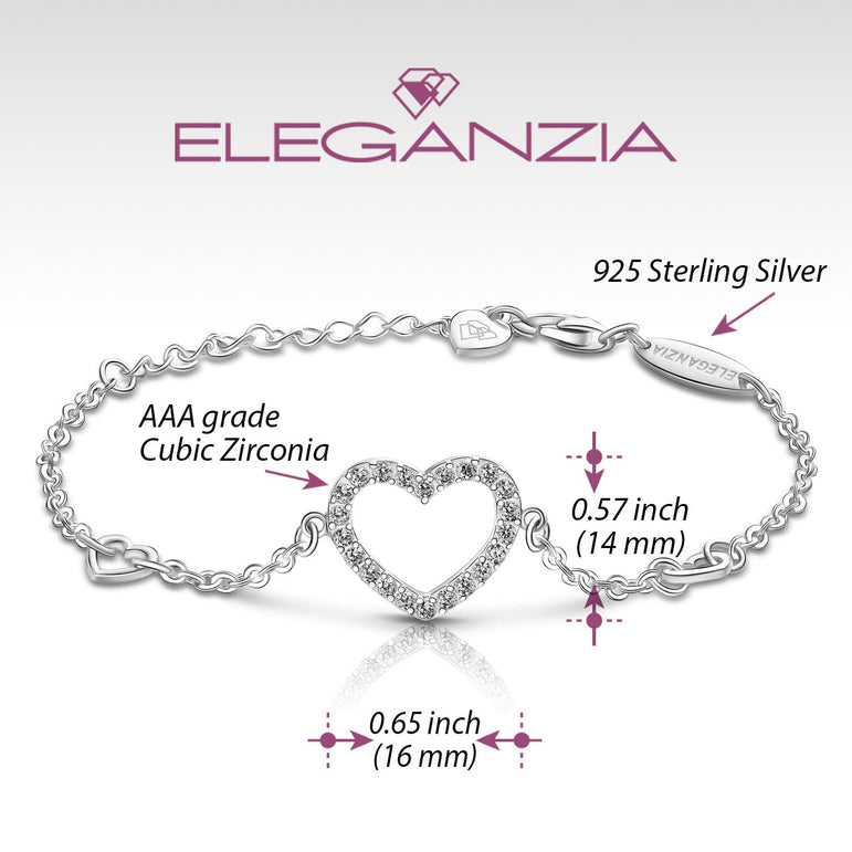 CZ Open Heart Bracelet Sterling Silver Bracelet