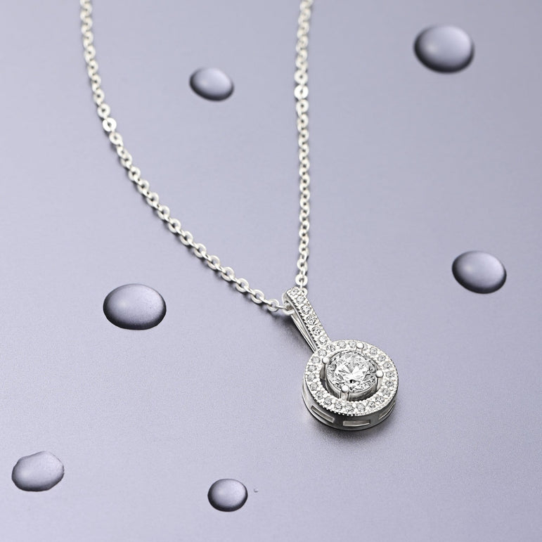Classic CZ Drop Pendant Necklaces Sterling Silver Pendant Necklace