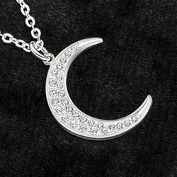 Silver Crescent Moon Necklace Pendant Necklace Pendant + Chain