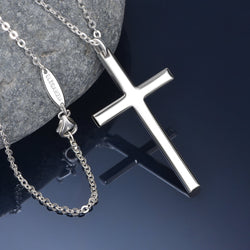 Christian Cross Necklaces For Men Sterling Silver Long Necklaces Pendant + Chain